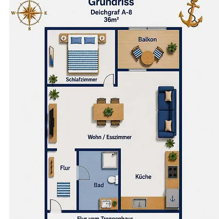 3-sterne Deichgraf A-8, Nordsee Mit Balkon, Parkplatz, Pool & Sauna, Wlan Apartment *